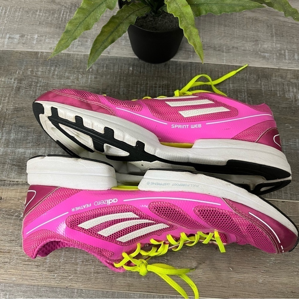 ADIDAS Adizero Pink White Feather Sprint Frame Size 8.5 - Picture 7 of 16
